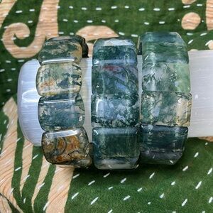 Moss Agate Soft Bangle - price for one